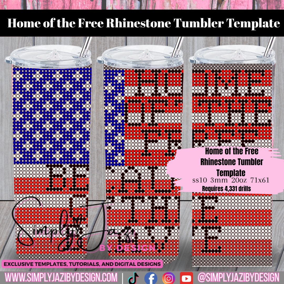 Flag Rhinestone 20oz Tumbler Template