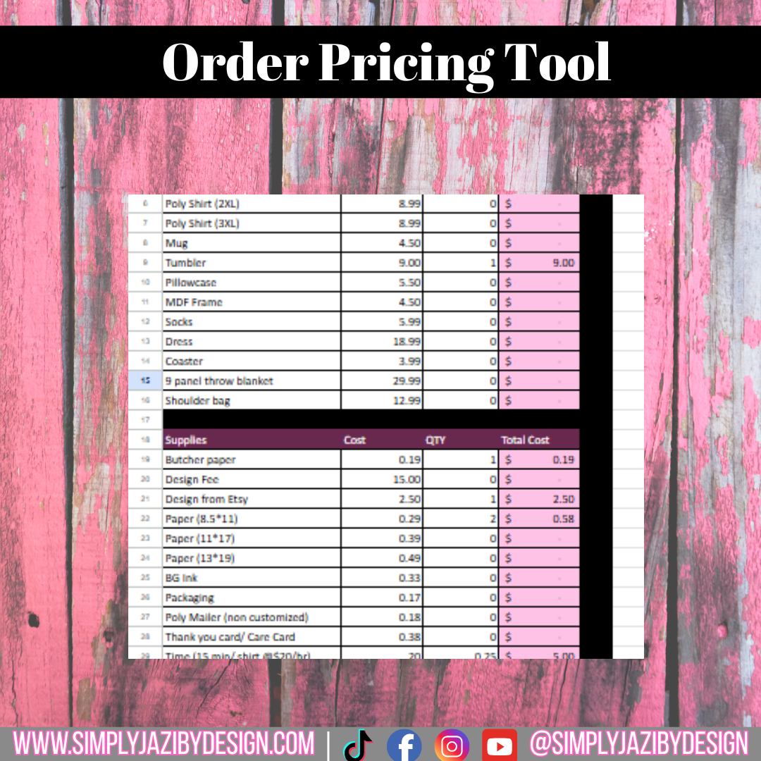 Order Pricing Tool – Editable Excel Spreadsheet for Custom Product Pricing