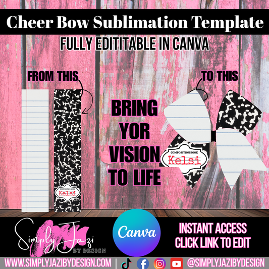 Cheer Bow Sublimation Template – Editable Canva File | Digital Download