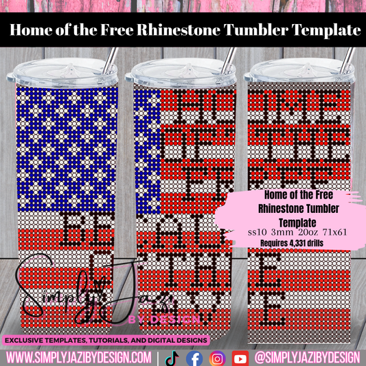 Flag Rhinestone 20oz Tumbler Template