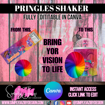 Pringles Shaker Template – Editable Canva Template for Party Favors | Includes Dome Mockup