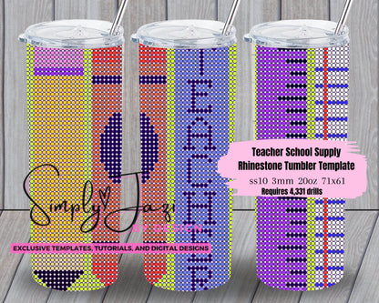 Teacher Rhinestone 20oz Tumbler Template - SS10 Rhinestone Tumbler Template - 3mm Rhinestone Tumbler - School Supply Rhinestone Tumbler