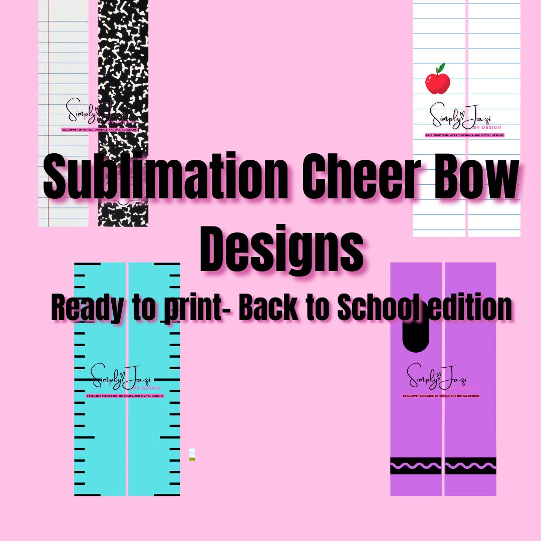 Back to School bow designs, Sublimation Cheer bows, Ready to Print