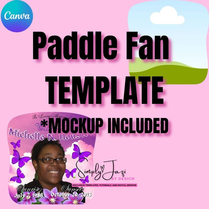 Paddle Fan Template, Canva editable design, Fan Mockup, Printable Hand fan template ,Customizable template, Canva Frame
