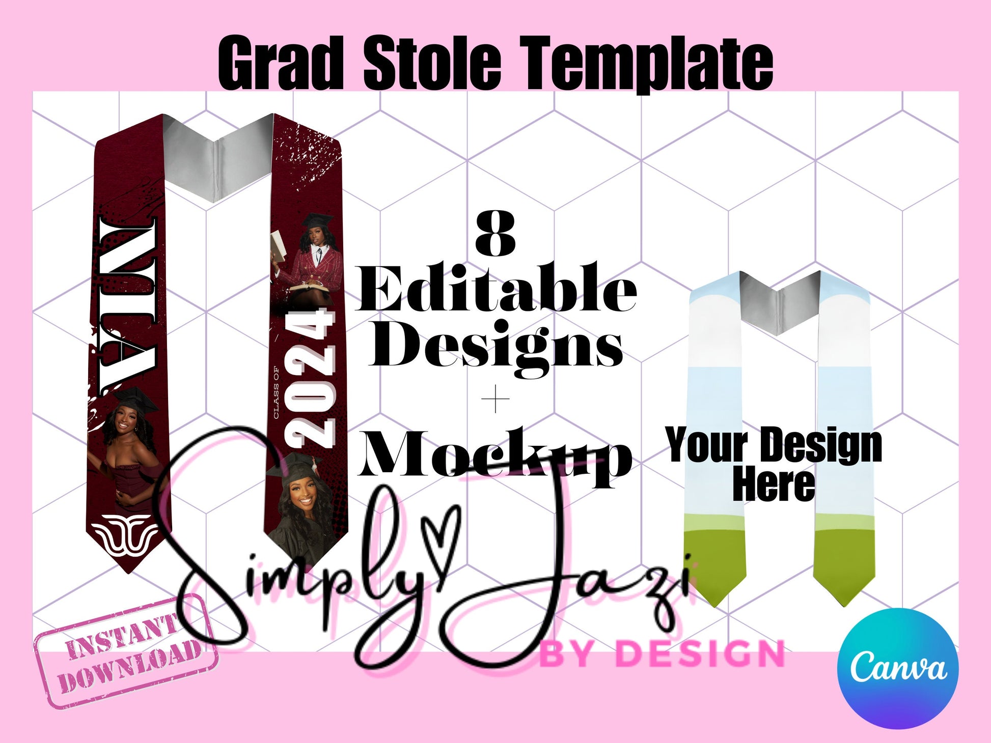 Editable Graduation Stole, Customizable Grad Stole, Canva Template, Sublimation Grad Stole, Graduation 2024, Senior Grad Stole, Senior 2024