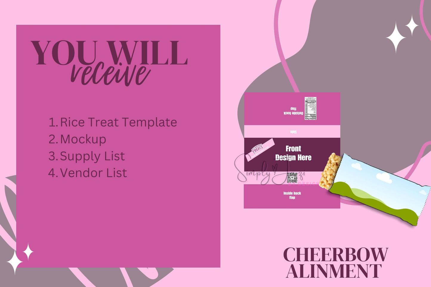 Custom Rice Treat Wrapper Template | Editable Canva Design | Party Favor Wrapper with Mock-Up
